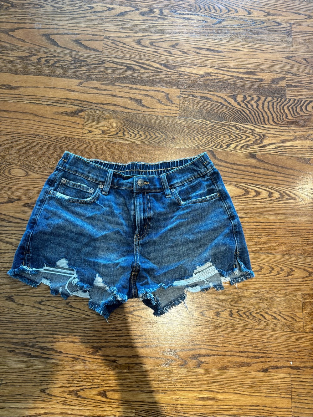 aerie Ripped Dark Blue Denim Cutoff Shorts